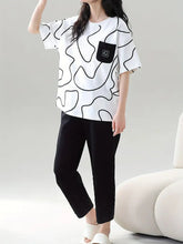white and  black pocket  design night suit premium fabric for girls and woman - M.H fashion